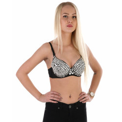 Svart BH med strass och push-up-effekt | G-punkten.se