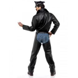 Biker Jacket Chaps Trousers Belt Hat Maskerad