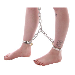 Bondageset Stål Chain  Handcuffs Foot Shackle Necklace